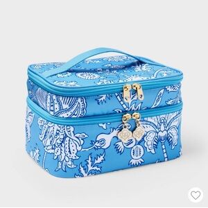 Blue and White Floral Cosmetic Case